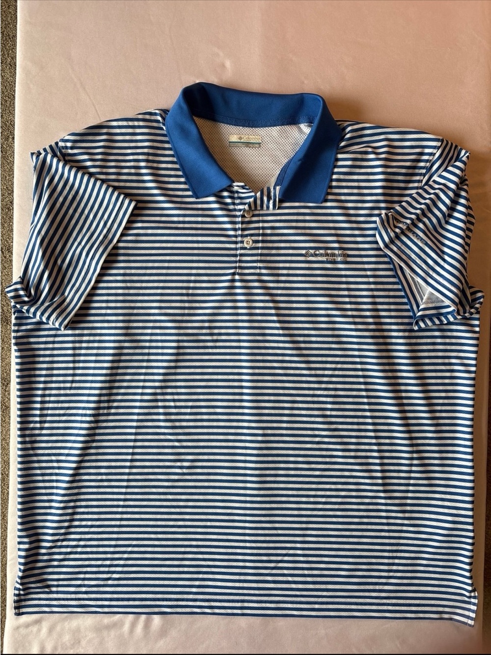 Columbia PFG Blue and White Striped Men’s Polo